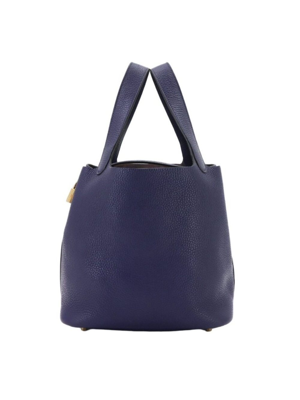 Hermes Picotin Lock Hand Bag Taurillon Clemence Blue Gold - Picture 1 of 9